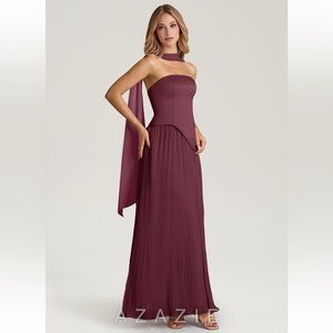 Azazie Wedding Guest/Bridesmaid Cabernet Strapless Evening Dress